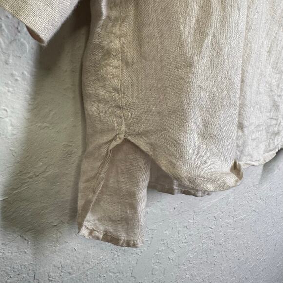 CP SHADES Blouse Large Gigi 100% Linen Two Button Placket Front Crop NWOT - Picture 8 of 12